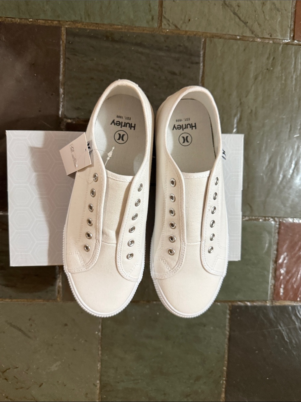 Hurley White Canvas Slip-On Sneakers - Picture 2 of 5